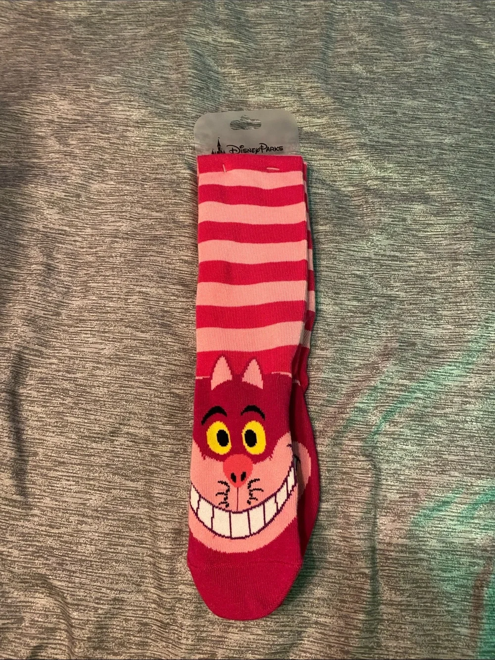 Disney Parks Alice In Wonderland Cheshire Cat Pink Striped Socks NWT